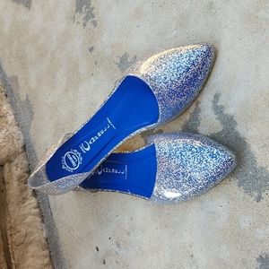 Jeffrey Campbell Jelly Love White Glitter D’Orsay Flats Shoes Women’s Size 9